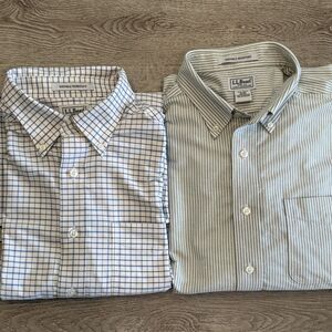 LL Bean Mens 17-36 Long Sleeve Button Down Plaid Wrinkle Resistant Shirts